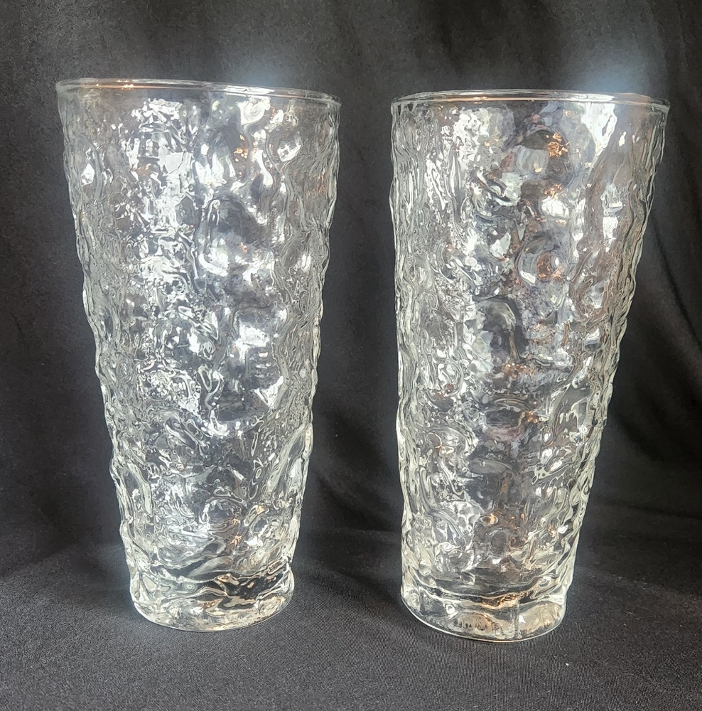 2 Anchor Hocking Crinkle Glasses 14-16oz Milono Ice Tea